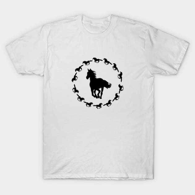 Circular Galloping Horse Illustration T-Shirt by WarriorWoman